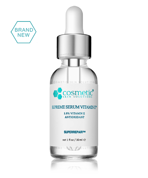 SUPREME SERUM VITAMIN E delivers SUPERREPAIR properties when combined with a Cosmetic Skin Solutions SUPREME SERUM VITAMIN C